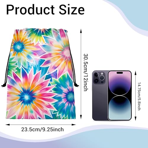 Image of Tie Dye Flower Grip Bags Rainbow Adjustable Drawstring Gymnastics Grip Bag for Gymnasts