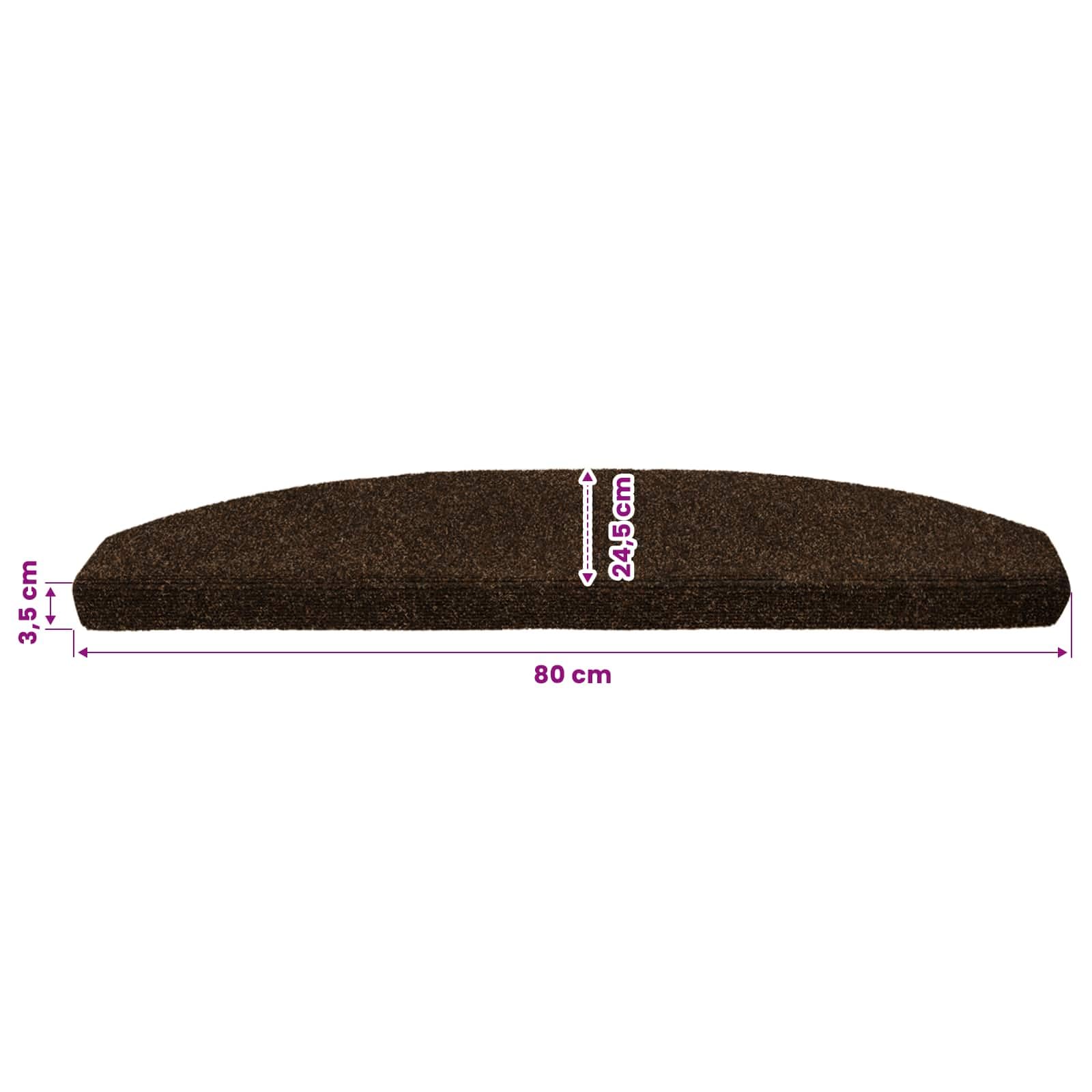 Lot de 15 tapis d'escalier autocollants, 80 x 24,5 cm, marron