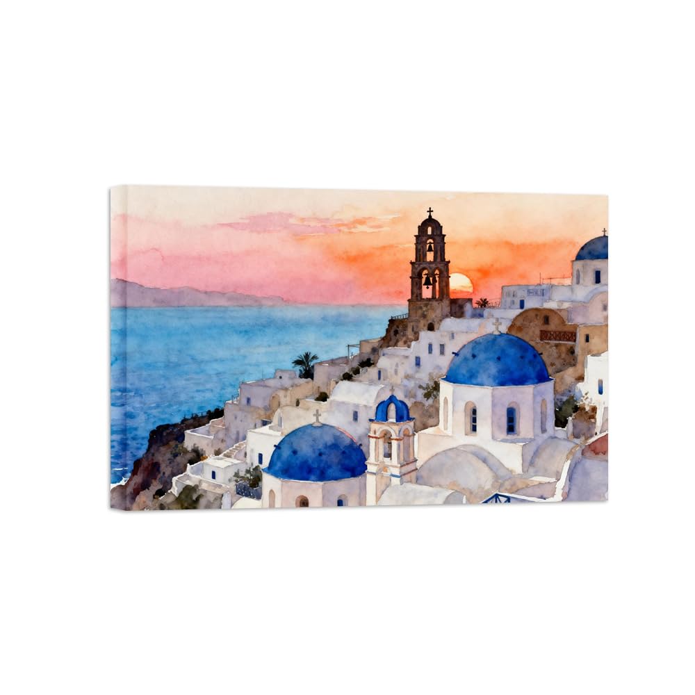 OZPWBVY Sea Buildings Landscape Canvas Prints Ready to Hang 70x105cm Wrapped Canvas
