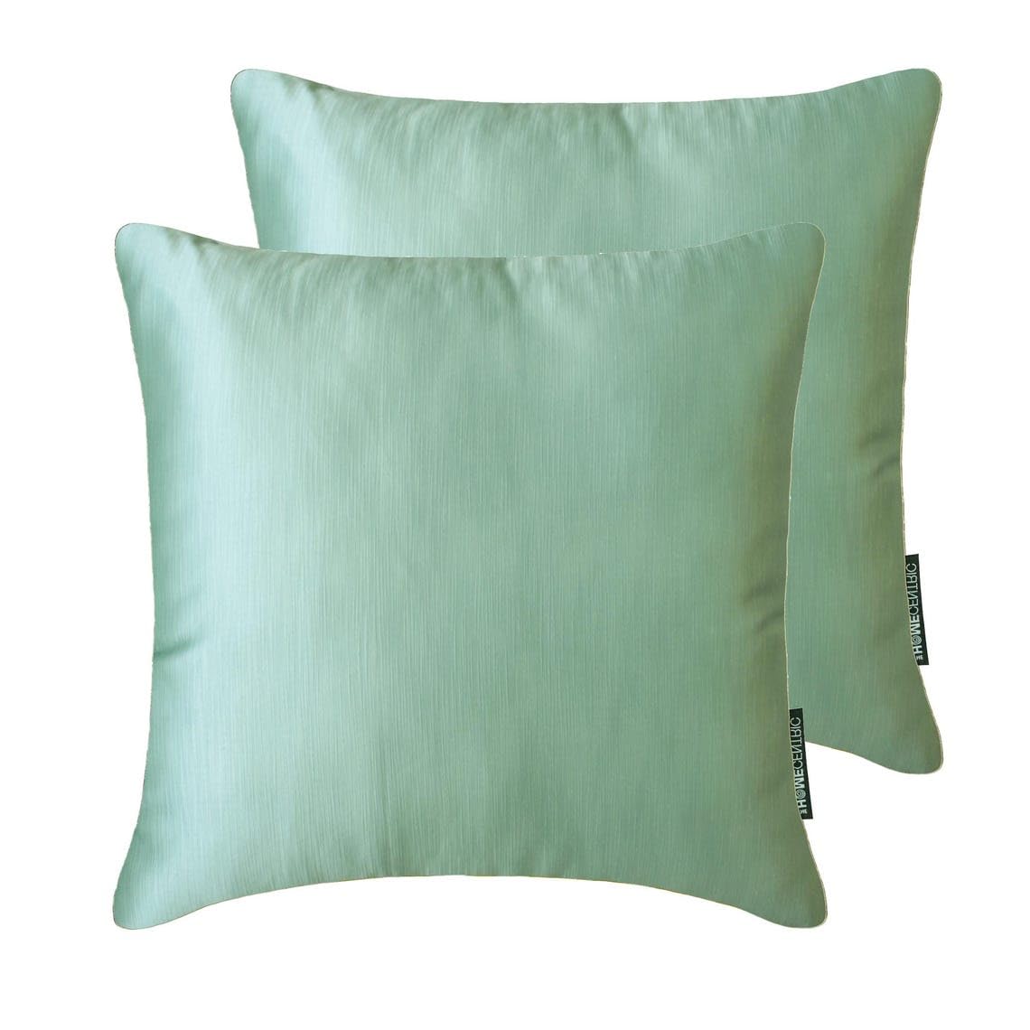 The HomeCentric Decorative Throw Cushion Cover Ice Green Pack of 2, 35x35 cm Satin Solid, Satin Cushion Cover For Sofa, Hotels, living, Bed Room, Solid Modern Style - Ice Green Slub Satin โ image 1