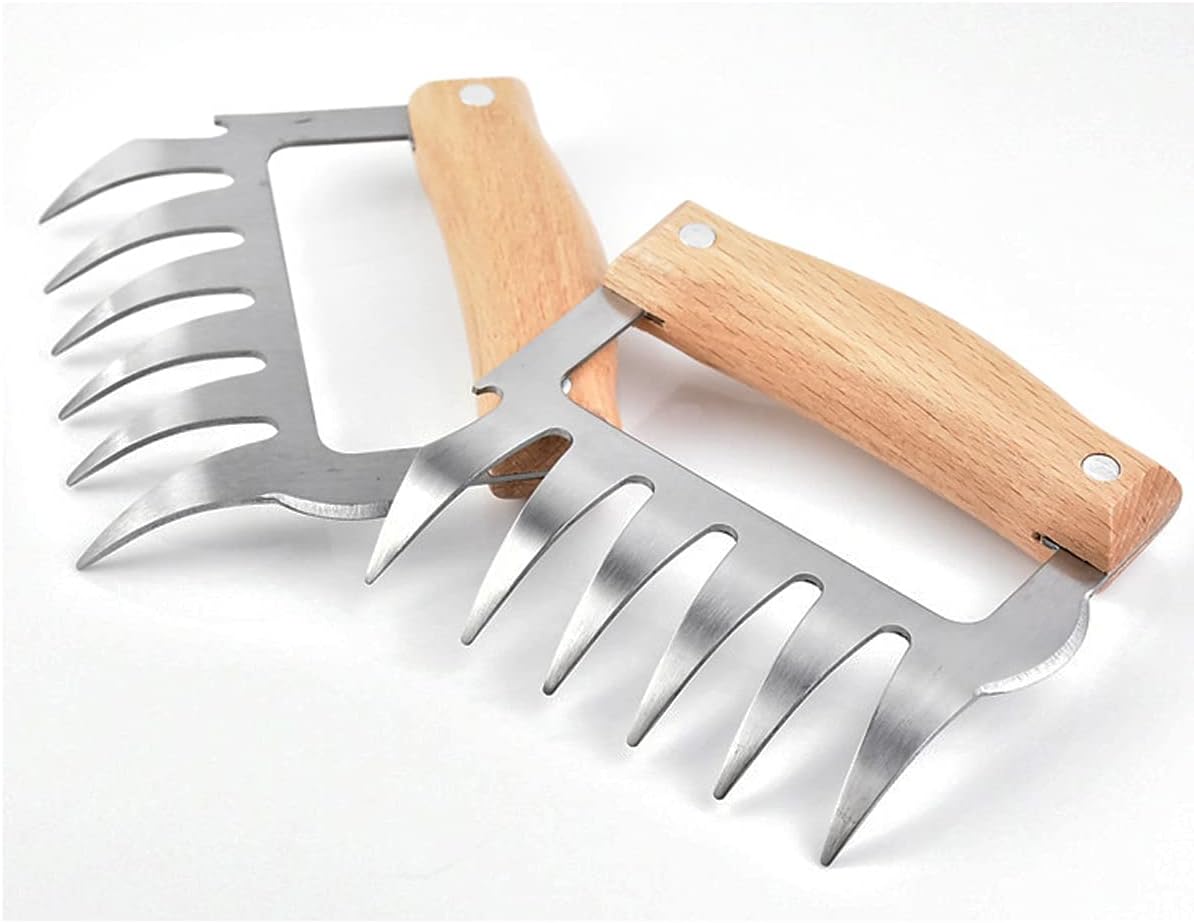Ecloud Shop Metal Meat Claws Shredder, BBQ Shredding Cookware - Stainless Paws with Wooden Handle -2 Packs : Patio, Lawn & Garden