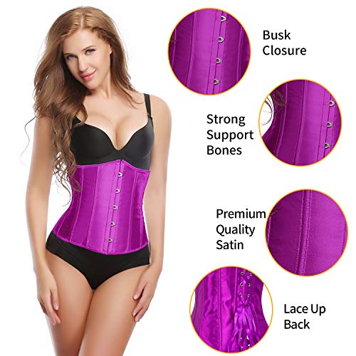 Image of Alivila.Y Fashion Womens Sexy Satin Vintage Underbust Waist Training Corset Bustier
