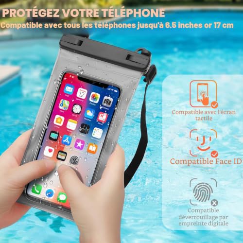 Sac Étanche avec Pochette & Sangles pour Outdoor, Camping & Sports Nautiques | 5L, 10L, 20L | Léger & Résistant | Paddle & Plage (Noir, 10 L) – vue 4