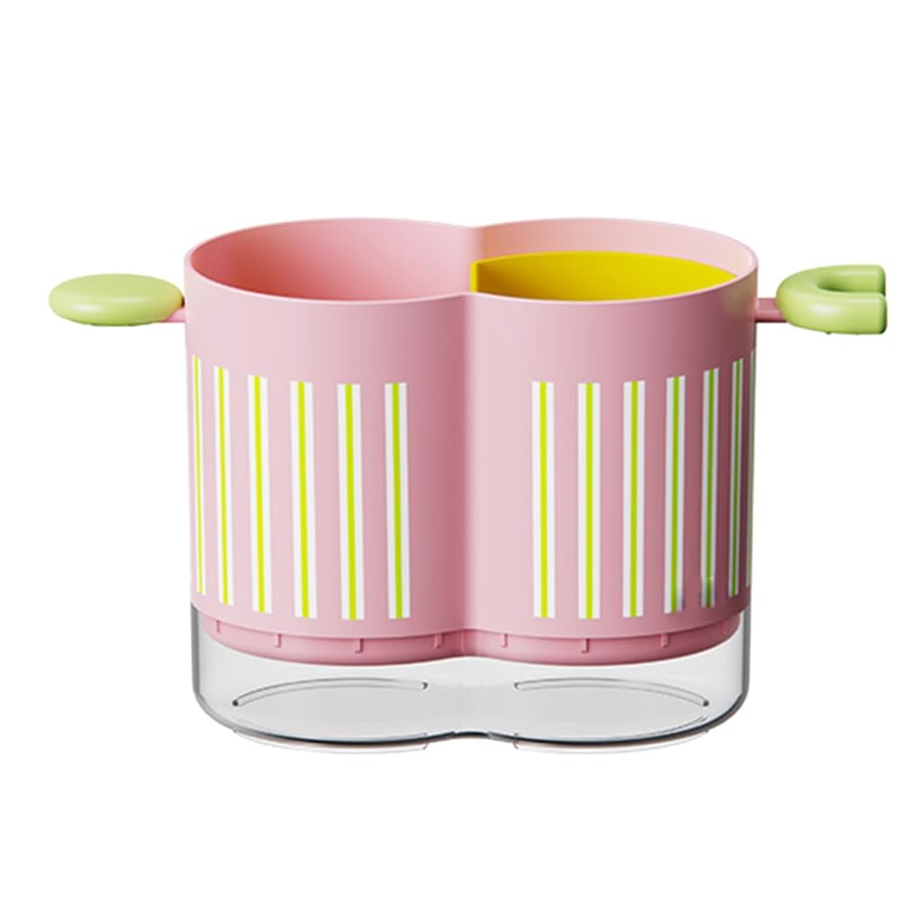 PHOERTY Utensils Holder,Duals Compartment Kitchen Utensils Organiser With Drainage Holes For Tableware Storage 2 Grids Chopstick Cage