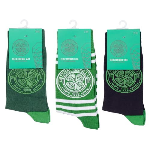 Chaussettes Celtic FC lot de 3 paires style crew de sport pour hommes et garçons