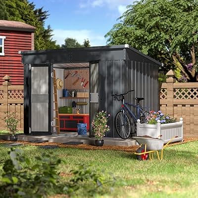 Yardenaler 6x10 FT Metal Outdoor Storage Shed, Garden Tool Shed Kit with 2 Doors & Keyed Locking, Waterproof Patio Utility Tool Shed for Backyard and Garden, Gray