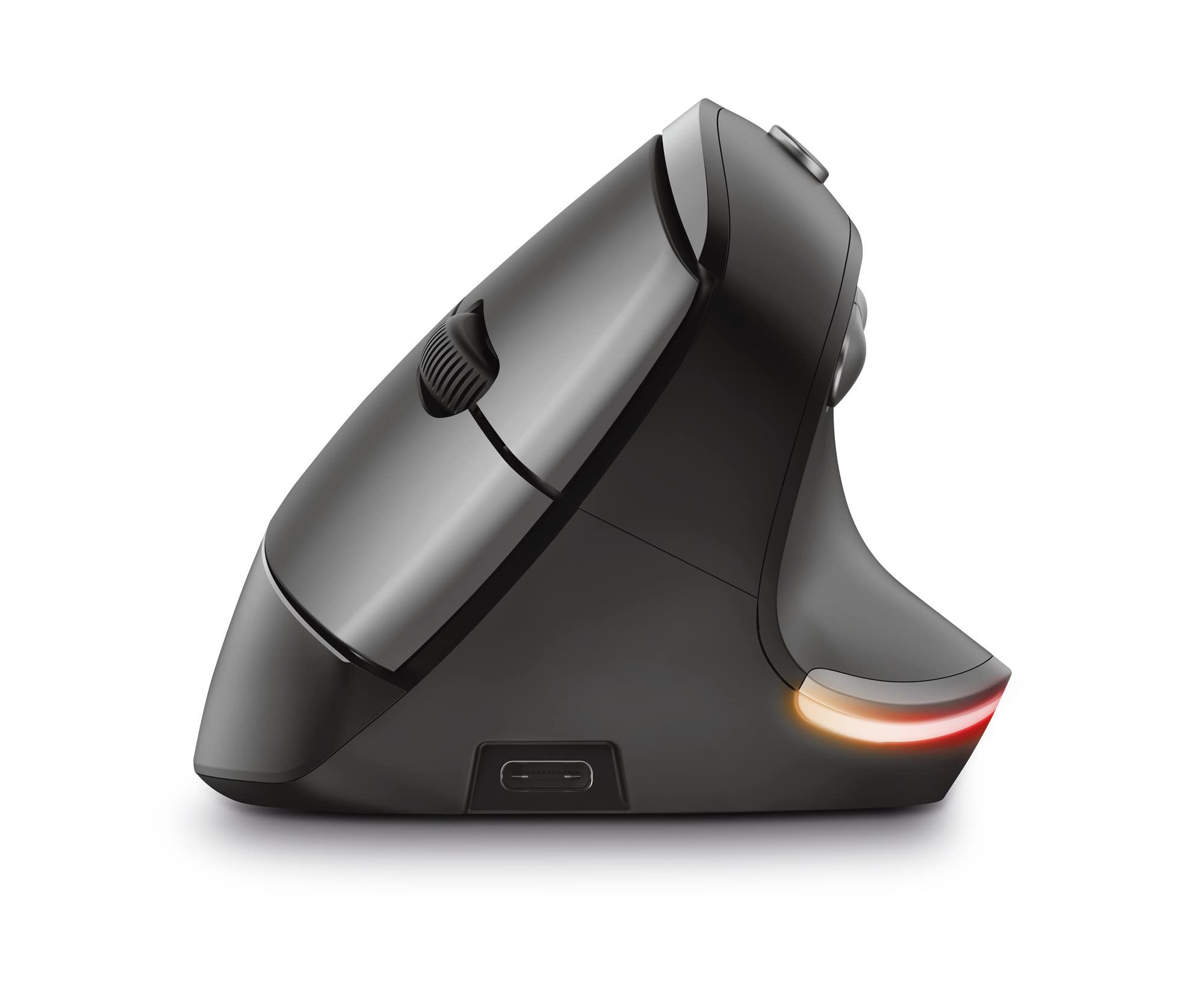 Trust Bayo Kabellose Vertikale Maus, Wiederaufladbare Ergonomische Maus, 800-2400 DPI, RF 2.4GHz, 6 Tasten, USB-Empfänger, Funkreichweite 10m, RGB, Funkmaus für Laptop, PC, Computer, Mac