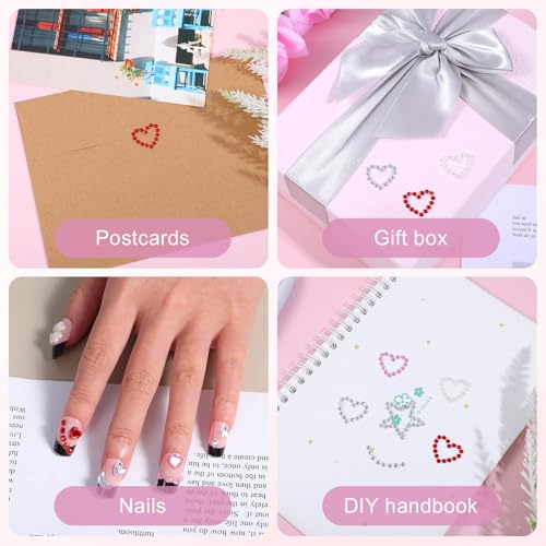 DOPENSPI 6Sheet Face Gems, Self Adhesive 3D Star Heart Moon Shape Face Gems Stickers with Tweezer Facial Jewels Body Gem for Faces Eye Makeup Body DIY Craft - Image 5