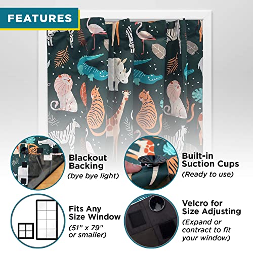 Rio Salto Portable Blackout Curtains With Suction Cups, Travel Baby Nursery Temporary Shades For Windows Curtain Shades For Windows Car Darkening Safari Animals Lion Zebra Jungle Zoo Girl Boy #TOP2