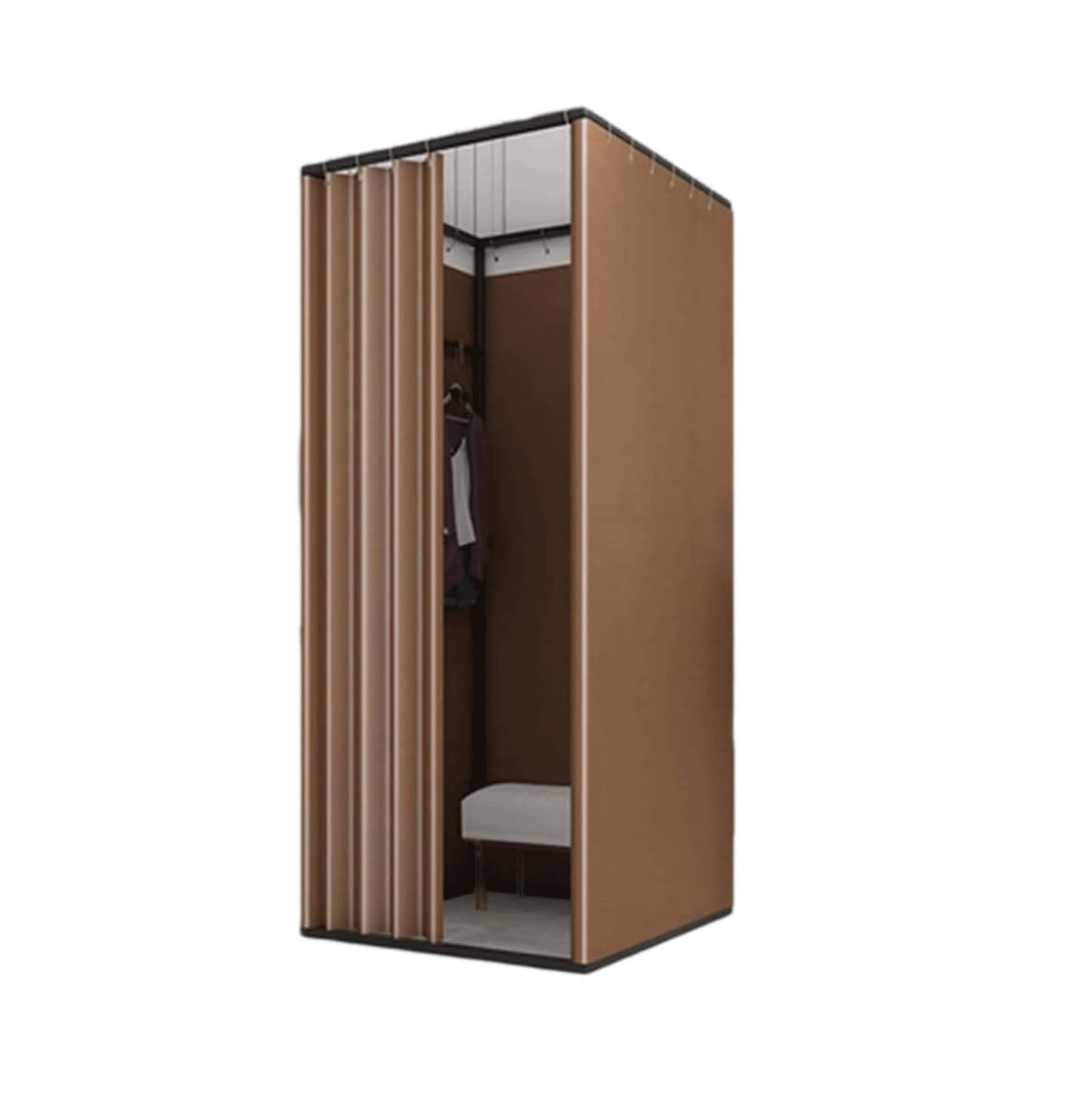 Vestidor de metal con cortina sombreada densa y gancho interior para ropa