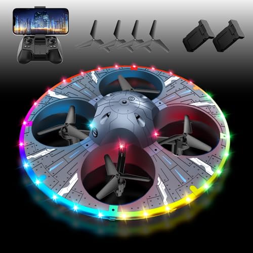 Charmofun RC UFO Drohne für Kinder und Anfänger, Mini Drohne mit Kamera und Bunten LED Lichtern, Kinder Quadrocopter Flugspielzeug mit 360° Flip-Funktion und Hindernisvermeidung, mit Zwei Akkus Charmofun RC UFO Drohne für Kinder und Anfänger, Mini Drohne mit Kamera und Bunten LED Lichtern, Kinder Quadrocopter Flugspielzeug mit 360° Flip-Funktion und Hindernisvermeidung, mit Zwei Akkus
