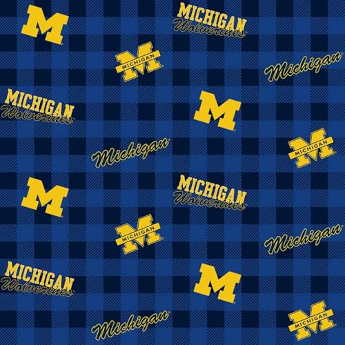 NCAA Michigan Wolverines Buffalo Plaid Cotton, Fabric by the Yard
