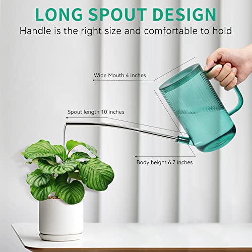 Watering Can Indoor Plants, ZOUTOG 2 Pack Plastic Plant Watering Devices with Long Spout, Indoor Watering Can for House Succulent Plants - 34 oz / 1000 ml, Brown - Thumbnail 2