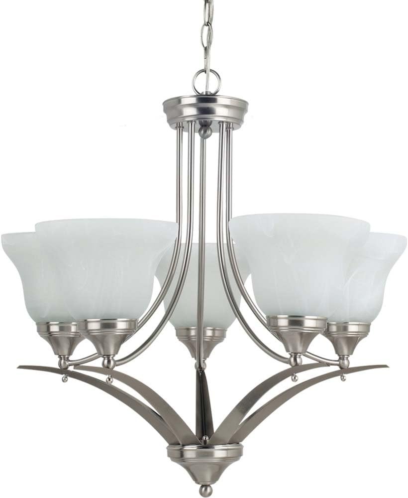 Sea Gull Lighting 31174-962 Chandelier with White Alabaster Glass Shades, Brushed Nickel Finish