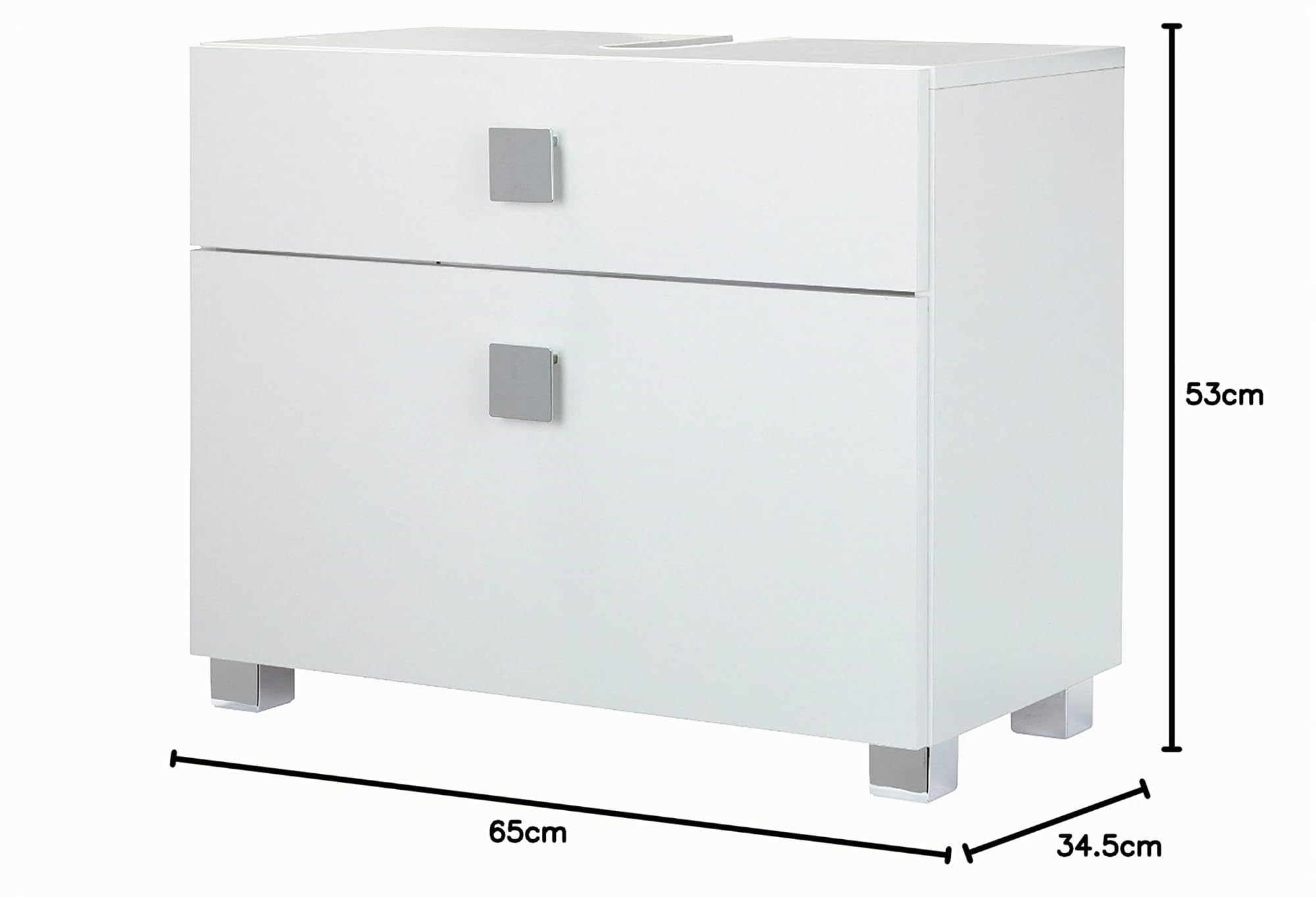 Schildmeyer 105841 Waschbeckenunterschrank, 65 x 53,5 x 32,5 cm, weiß
