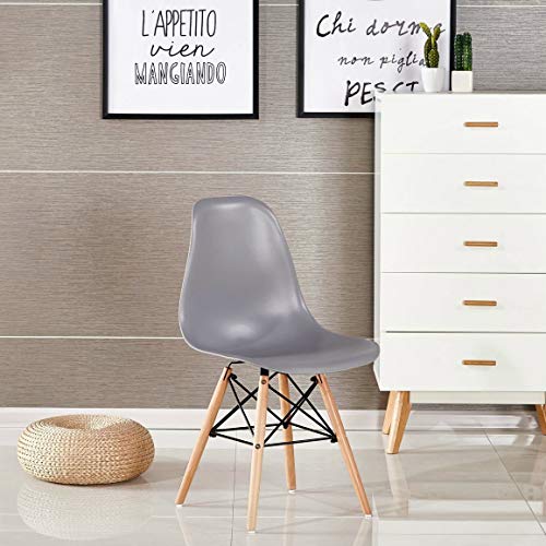 KunstDesign Set de 4 Sillas de Comedor, Patas de Madera de Haya Natural (Gris)