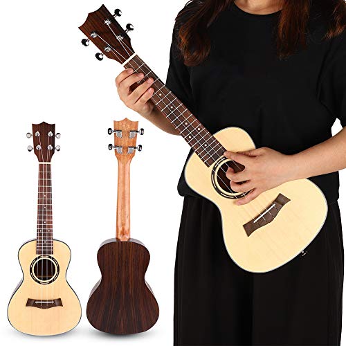 Ukulélé en bois d’épicéa acajou 23 pouces 4 cordes Hawaii Guitar Tuner Picks Strap Set Noir - Les Beatles, Paul McCartney, John Lennon, RIngo Starr, George Harrison Ukulélé en bois d'épicéa acajou 23 pouces 4 cordes Hawaii Guitar Tuner Picks Strap Set Noir – Image 4