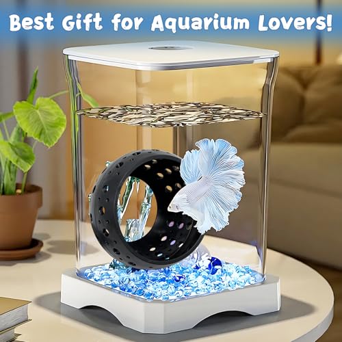 Image of Fhiny 2 PCS Betta Hide, Beta Fish Tank Decor, Suction Cup Shrimp Tunnel, Betta Resting Spot, Aquarium Hammock Hideout Cave for Guppy Resting(Black)