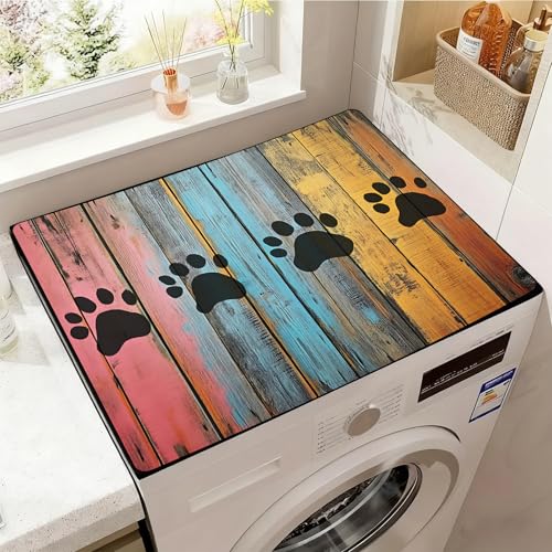 Image of Washer and Dryer Covers for the Top, Non-slip Dryer Top Protector Mat, Dust-proof Washing Machine Cover, 23.6 inch x 19.7 inch (Dog paw print, 23.6 inch x 19.7 inch)