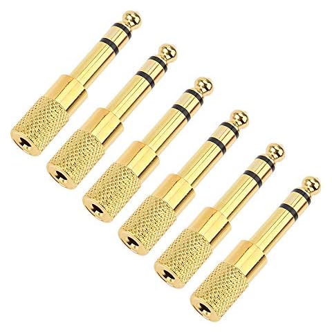 JOLGOO Quarter inch Adapter, 6.35mm (1/4 inch) Male to 3.5mm (1/8 inch) Female Headphone Jack Plug, Gold Plated, 6 Pack Cover