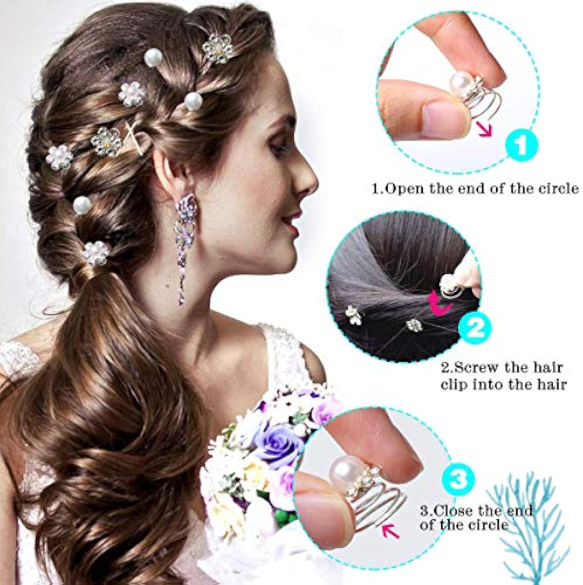 Pack of 24 Pearls & Diamonds Hair Clips