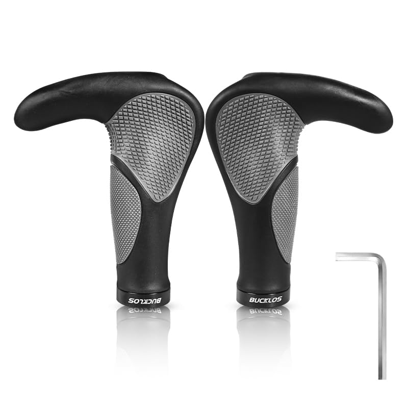 AEYINO Bike Ergonomic Handlebar Grips Lock-on Bar Ends Mountain Bicycle Handle Grips Anti-Slip Shock-Absorbing Handle Bar Grips with Aluminum Locking Ring for MTB, BMX, Scooter