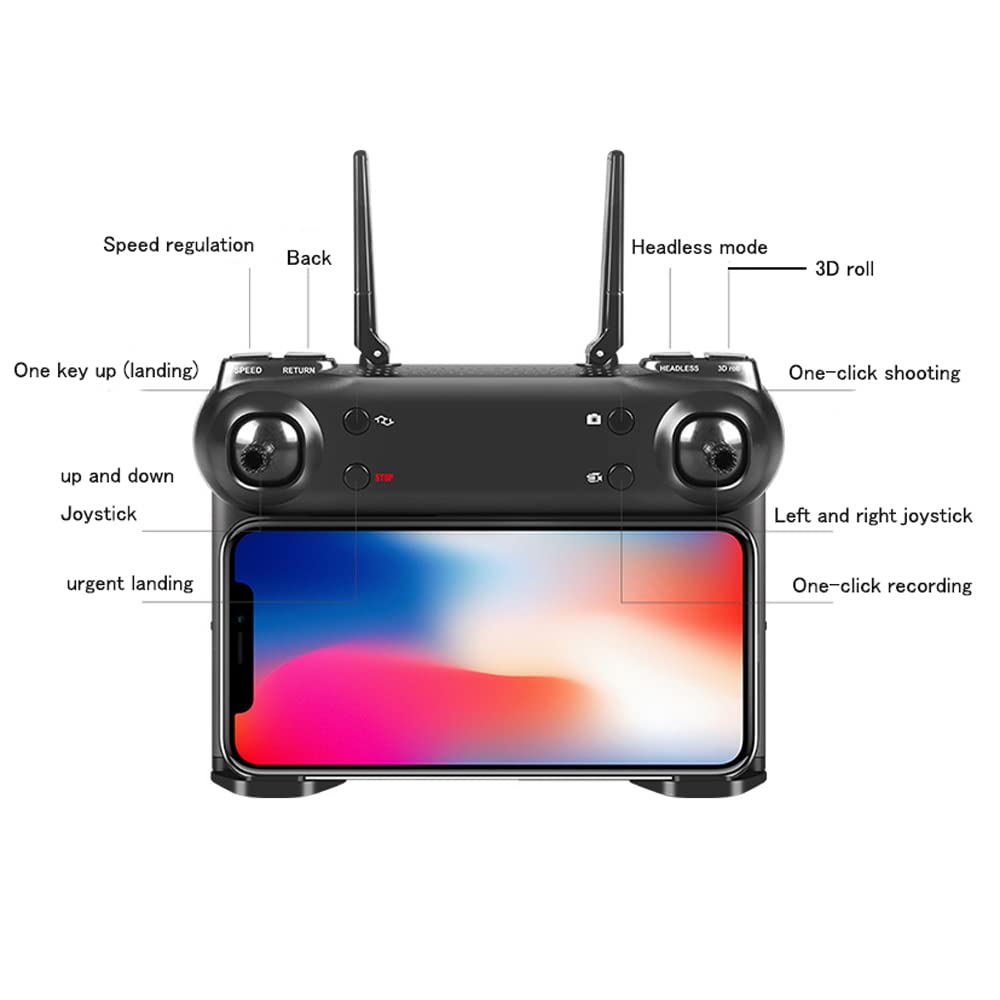 Drone con fotocamera 1080P HD, mini drone RC pieghevole per regalo per bambini Quadcopter tascabile portatile, regolazione della velocità di avvio con una chiave, capovolgimenti 3D, luce a LE