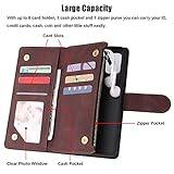 QLTYPRI Case for Samsung Galaxy A52 4G/5G/A52S 5G, Large Capacity Leather Wallet Case 6 Card Holder & 1 Zipper Pocket Kickstand Wrist Strap Magnetic Protective Cover for Galaxy A52/A52S 5G - Coffee - Image 2