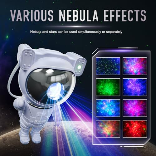 Image of Astronaut Galaxy Projector Night Light - Star Projector Galaxy Light with Nebula Effects & Timer, Astronaut Space Starry Celling Lamp for Bedroom Kids Room, for Chrismas, Birthday, etc