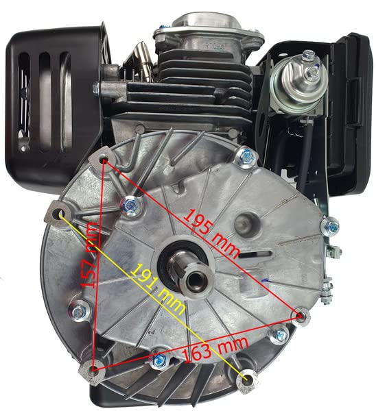 Motor de combustión de 4 tiempos 173 cc 6 CV Gasolina 3,2 kW 9 NM 2500 RPM Eje vertical Diámetro 22,2 mm para cortacésped 4T