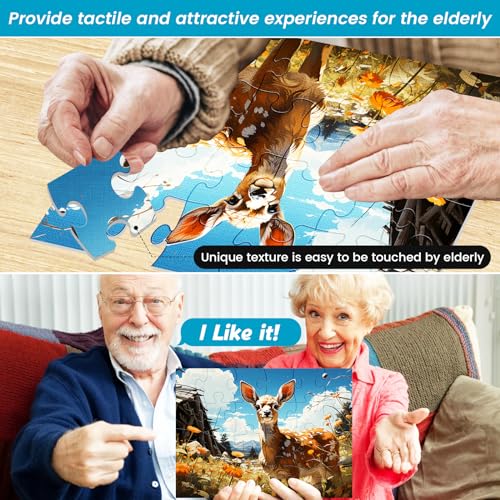 6 paquetes de rompecabezas de 24 piezas grandes para adultos mayores, personas con demencia y Alzheimer: imágenes de animales (águila, ciervo, tigre), playa y plantas — juegos cognitivos y regalos estimulantes miniatura 3