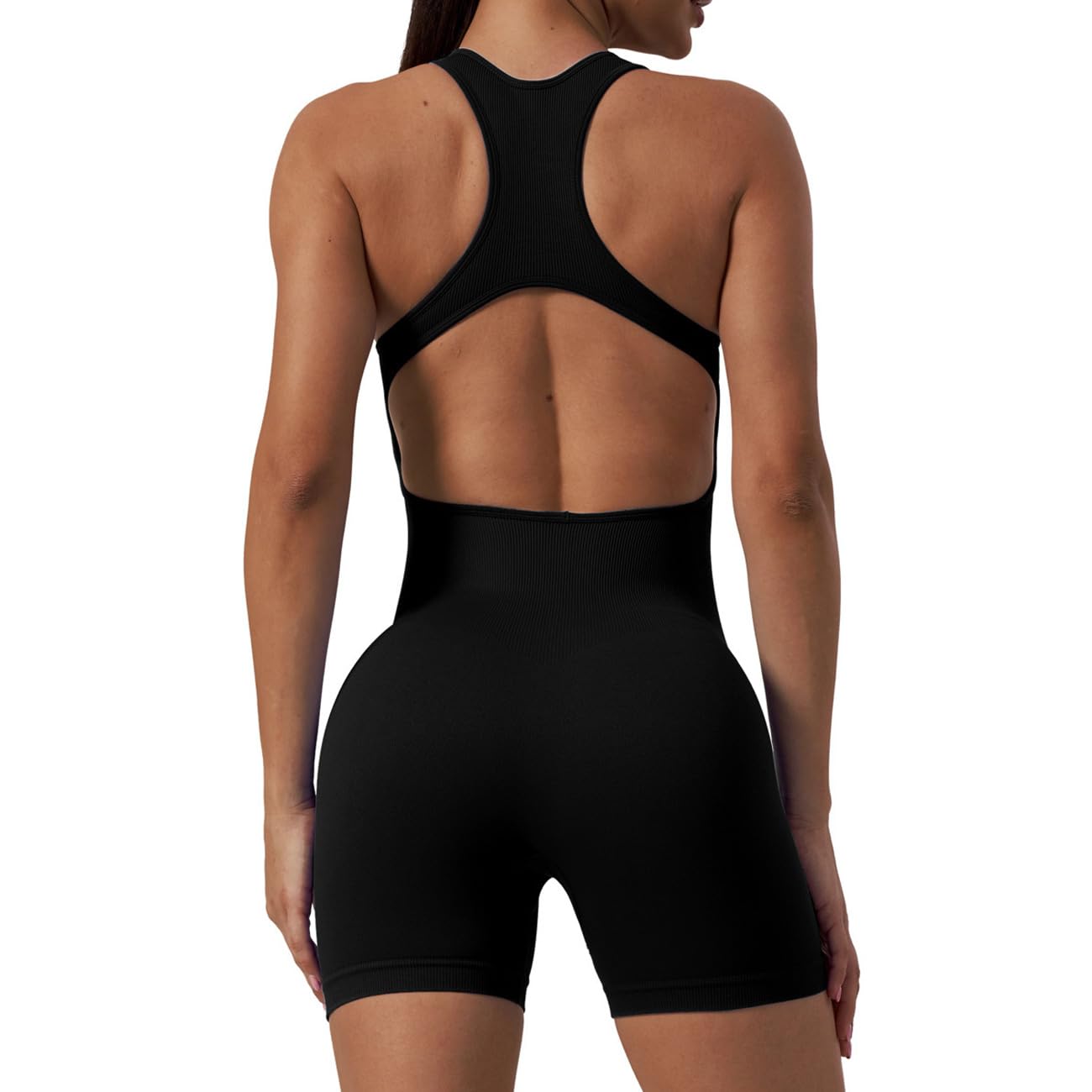 RPAEOY Mono para Mujer Deportivo Cuello Cuadrado Acanalado Sexy sin Mangas Traje de Yoga para Gimnasio Elegante Casual Jumpsuit