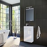 gäste wc waschbecken set SCHICK & PRAKTISCH: Eleganter, zeitloser Waschbeckenunterschrank im modernen Design. Durch die geräumigen Unterschrank, lassen sich die Produkte einfach und sauber sortieren. Das Keramikbecken sowie der Spiegelschrank sind ein absolutes Highlight.