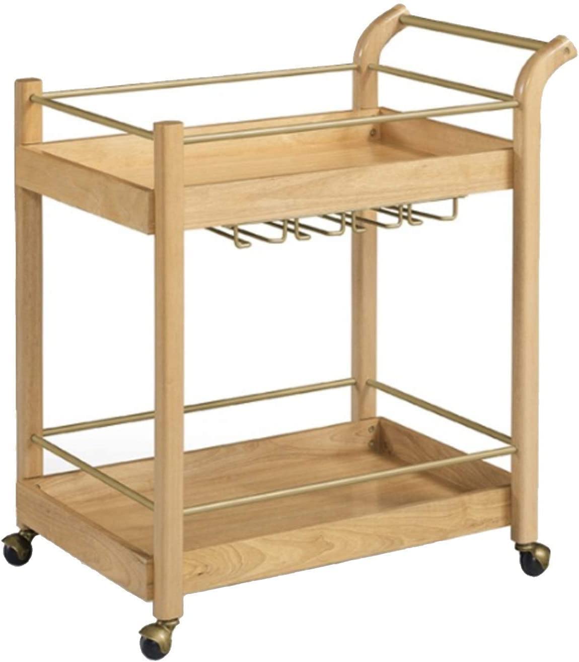 GRDDBZA Bar Serving Carts Business Restaurant Wine Cart, Bar Carts/Serving Carts/Kitchen Carts/Wine Rack Carts On Wheels with Storage - Wine Tea Liquor Shelves - Solid Wood and Metal Furniture(Beige)