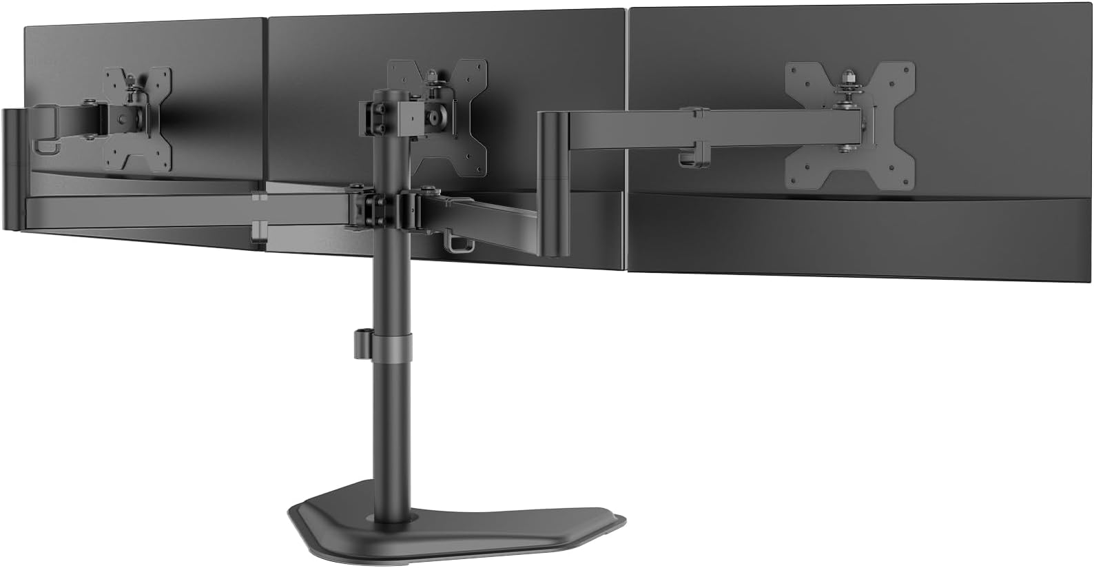 WALI Free Standing Triple LCD Monitor Fully Adjustable Desk Mount Fits 3 Screens up to 24 inch, 22 lbs. Weight Capacity per Arm (MF003), Black