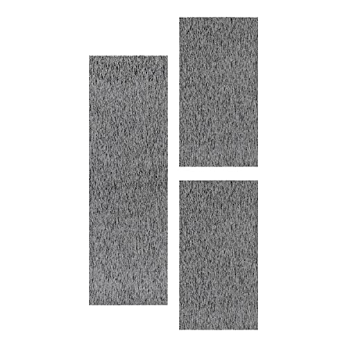 HomebyHome Bettumrandung Schlafzimmer 3 teilig Kurzflor Teppich Grau - Waschbarer Teppich Extra...