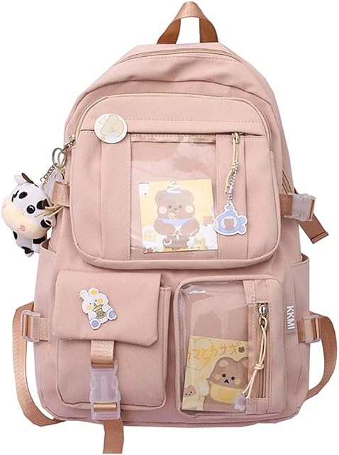 DKIIL NOIYB Kawaii Backpack with Kawaii Pin and Accessories Cute Kawaii Backpack Large Capacity Japanese School Bag JK Anime Shoulder Bag for Cosplay Crossbody Bag 44*31*14cm