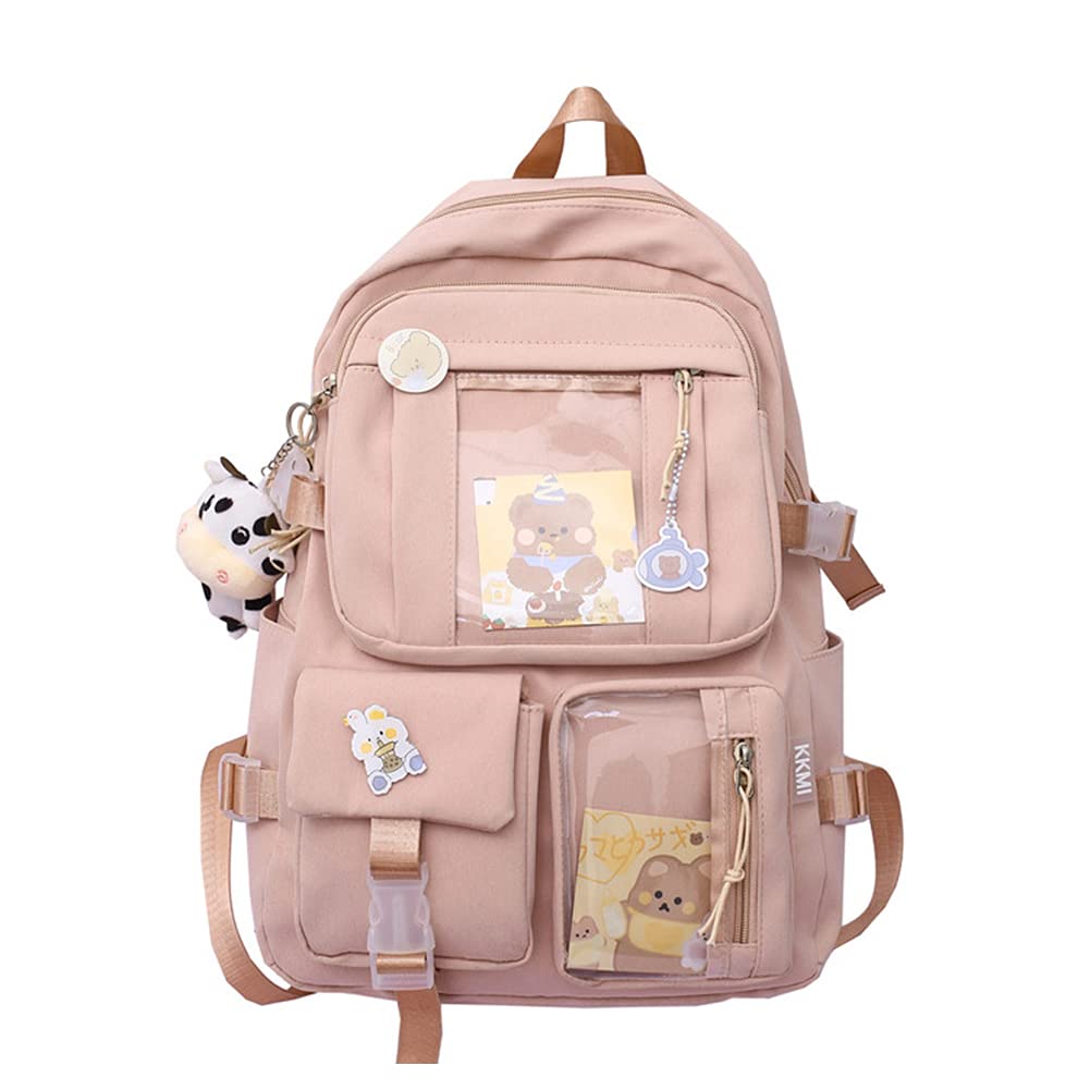 XIANXIAN Kawaii Bkpk th Pendant, Lar ity Cute Asori Bkpk for School Multi ket Rusk for Teen Girls Cute Kawaii School Bkpks