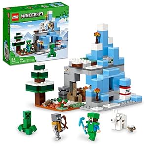 LEGO Minecraft The Frozen Peaks 21243, Cave Mountain Set with Steve, Creeper, Goat Figures & Accessories, ICY Biome Toy for Kids Age 8 Plus Years Old