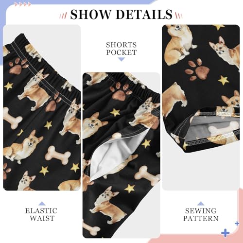 Corgi Dog Footprint Boys Long Pants Soft Trousers Elastic Waist Kids Lounge Bottoms with Pockets S-XL4