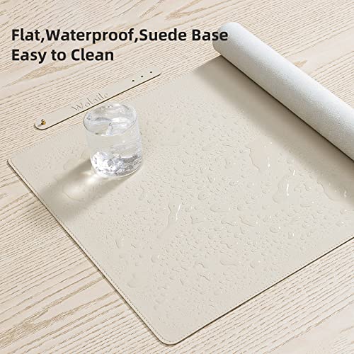 Leather Desk Pad Blotter,Wolaile 36X17 Inch Big Keyboard Mouse Pad,Waterproof Non-Slip Writing Desk Computer Mat Desktop Protector For Office Home,Ivory White #TOP2