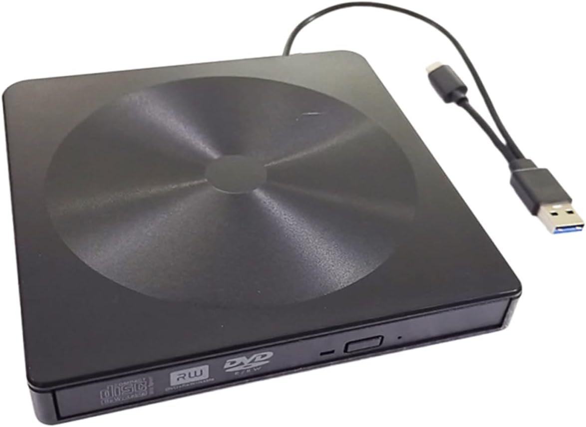 STOBOK Typec External Optical Drive Ultra-Thin Multi-Function USB Cd DVD Drive for Laptops Desktops Easy to Use Lightweight Portable Design Shockproof Low Noise Black