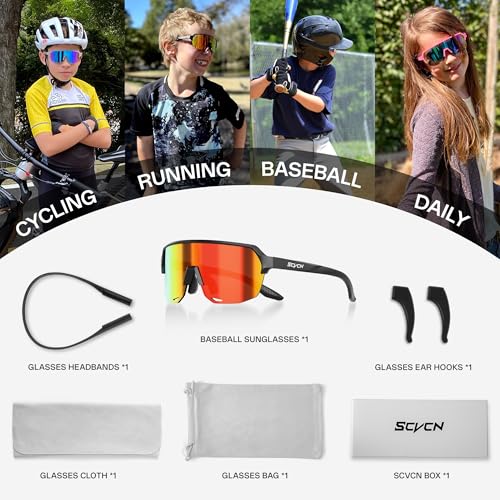 SCVCN Youth Sports Sunglasses for Boys Girls Baseball Cycling Glasses Kids,Lightweight,UV400 Protection, Ages 6–12 S9032 - image 6