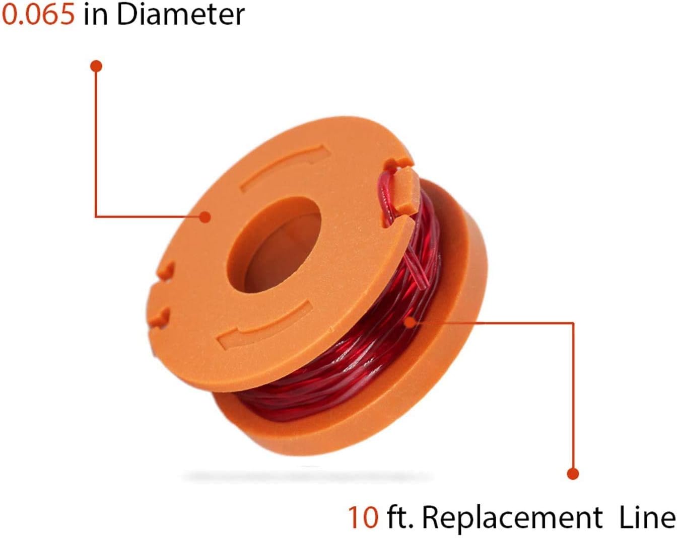 YUEFENG 18 Pack String Trimmer Replacement Spools for Worx WA0010 WG180 WG163 WG175 Trimmer/Edger Weed Eater Line 10ft 0.065"+ 1 Pack Spool Cap Covers (18 Spools, 1 Caps)