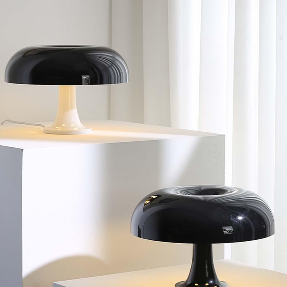 Pilz Tischlampe LED Innen Pilz Lampe mit Kabel Schalter Tischleuchte Dimmbar Nachttischlampe Schwarze Vintage Tisch Lampe Mushroom Deko Schreibtischlampe Runde 3 Helligkeitsstufen,A
