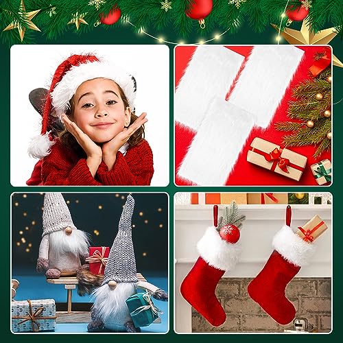 6Pcs Faux Fur Fabric, Christmas Faux Fur Fabric, White Fur for Sewing Costume Cushion Chair Cover, Faux Fur Fabric by The Yard for DIY Crafts, Christmas Party Decoration(20 x 10 Inch) - Thumbnail 7