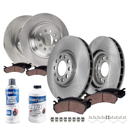Detroit Axle - 10pc Brake Kit for 2016 2017 2018 2019 2020 2021 2022 2023 Jeep Cherokee, Disc Brake Rotors Ceramic Brakes Pads w/Hardware Replacement: 12.99" inch Front and 12.60" inch Rear Rotors