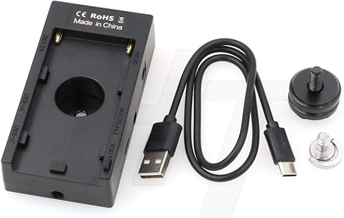 NP-F970 Placa de montaje de batería 12V 8V DC 5V 9V USB Tipo C A Adaptador de corriente de salida para monitor de cámara DSLR, interruptor de