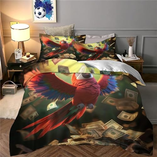 Housse de couette perroquet volant 3D 140x200 microfibre anti-tache - 6