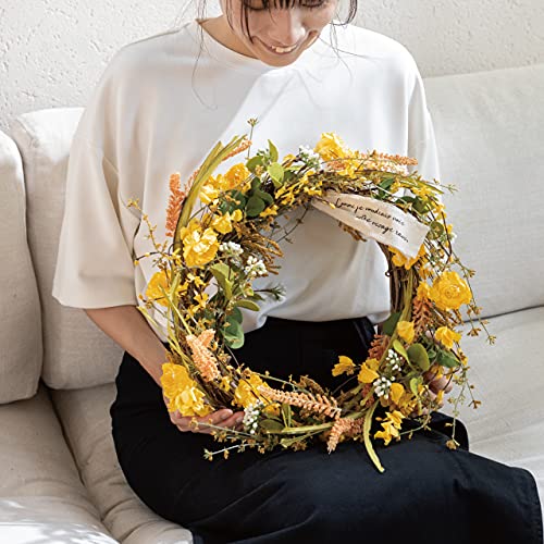 Amazon｜ヘッズ リース 直径約37×10cm イエロー 1個 ナチュラルリース